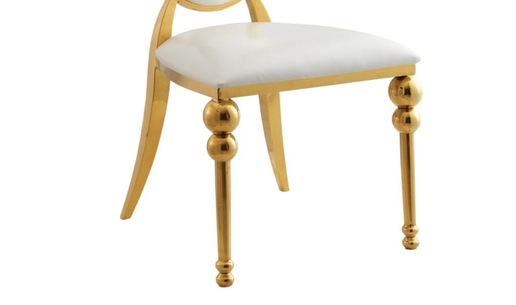 PU leather stainless steel round back chair (1)