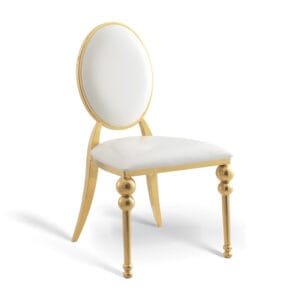 PU leather stainless steel round back chair (1)