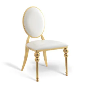 PU leather stainless steel round back chair (1)